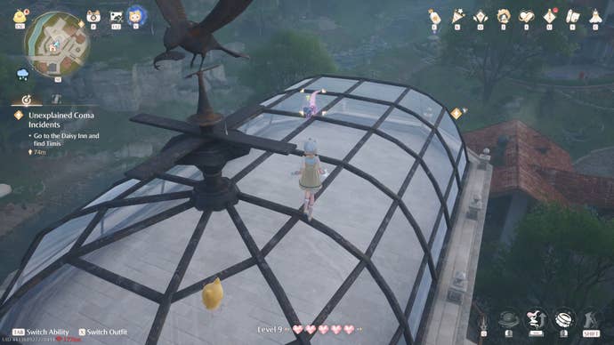 Nikki in the process of collecting a Florawish Whimstar in Infinity Nikki.