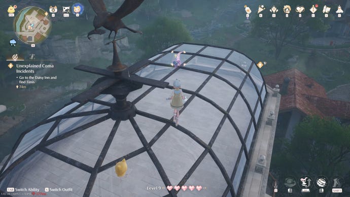 Nikki in the process of collecting a Florawish Whimstar in Infinity Nikki.