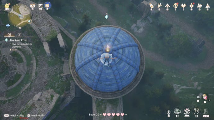 Nikki in the process of collecting a Florawish Whimstar in Infinity Nikki.