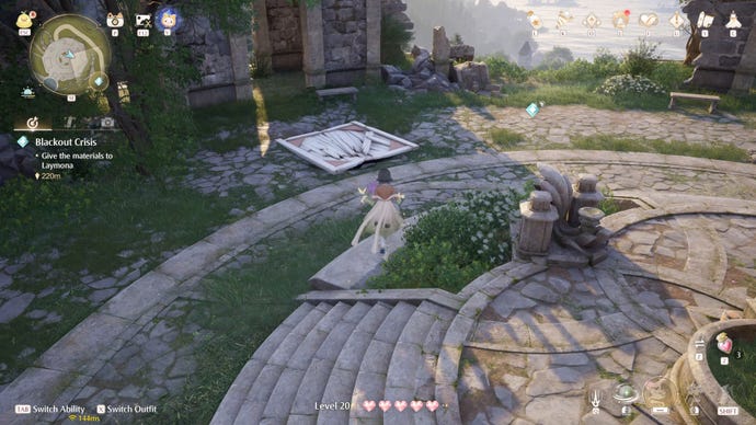 Nikki in the process of collecting a Florawish Whimstar in Infinity Nikki.