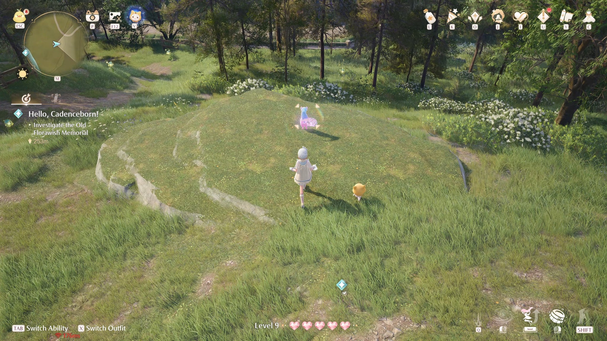 Nikki in the process of collecting a Florawish Whimstar in Infinity Nikki. - 7