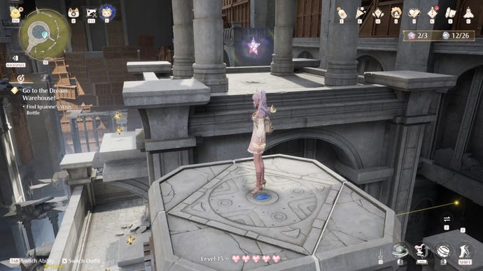 Nikki in the process of collecting a Florawish Whimstar in Infinity Nikki.