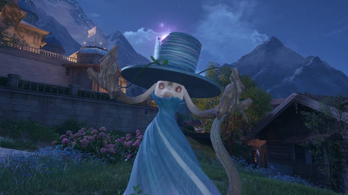 Nikki in the process of collecting a Florawish Whimstar in Infinity Nikki.