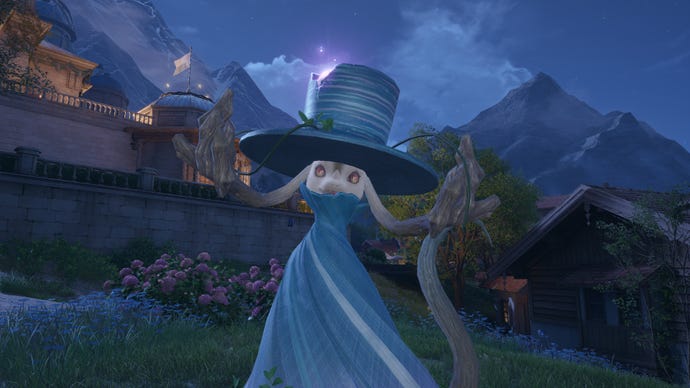 Nikki in the process of collecting a Florawish Whimstar in Infinity Nikki.