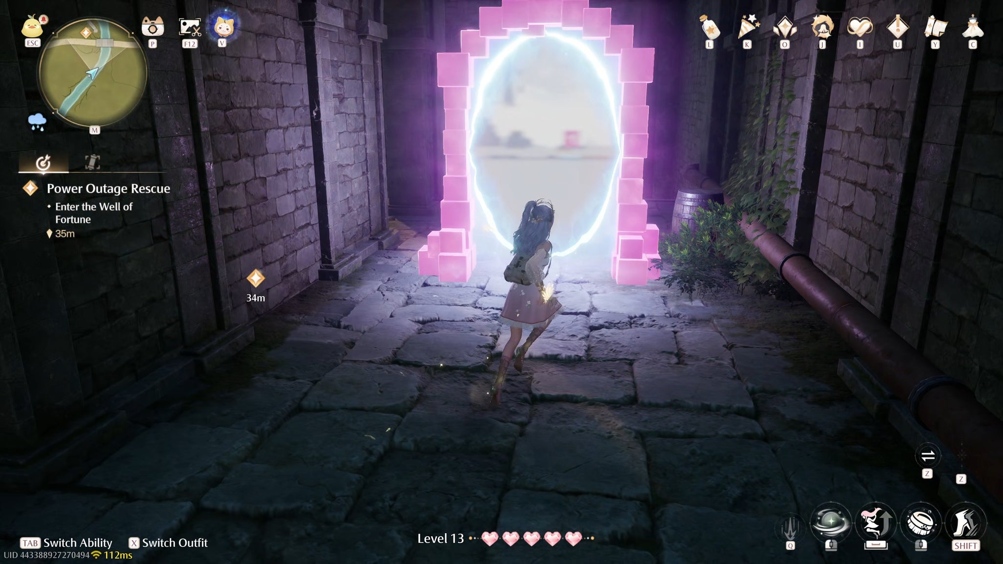 Nikki in the process of collecting a Florawish Whimstar in Infinity Nikki. - 18