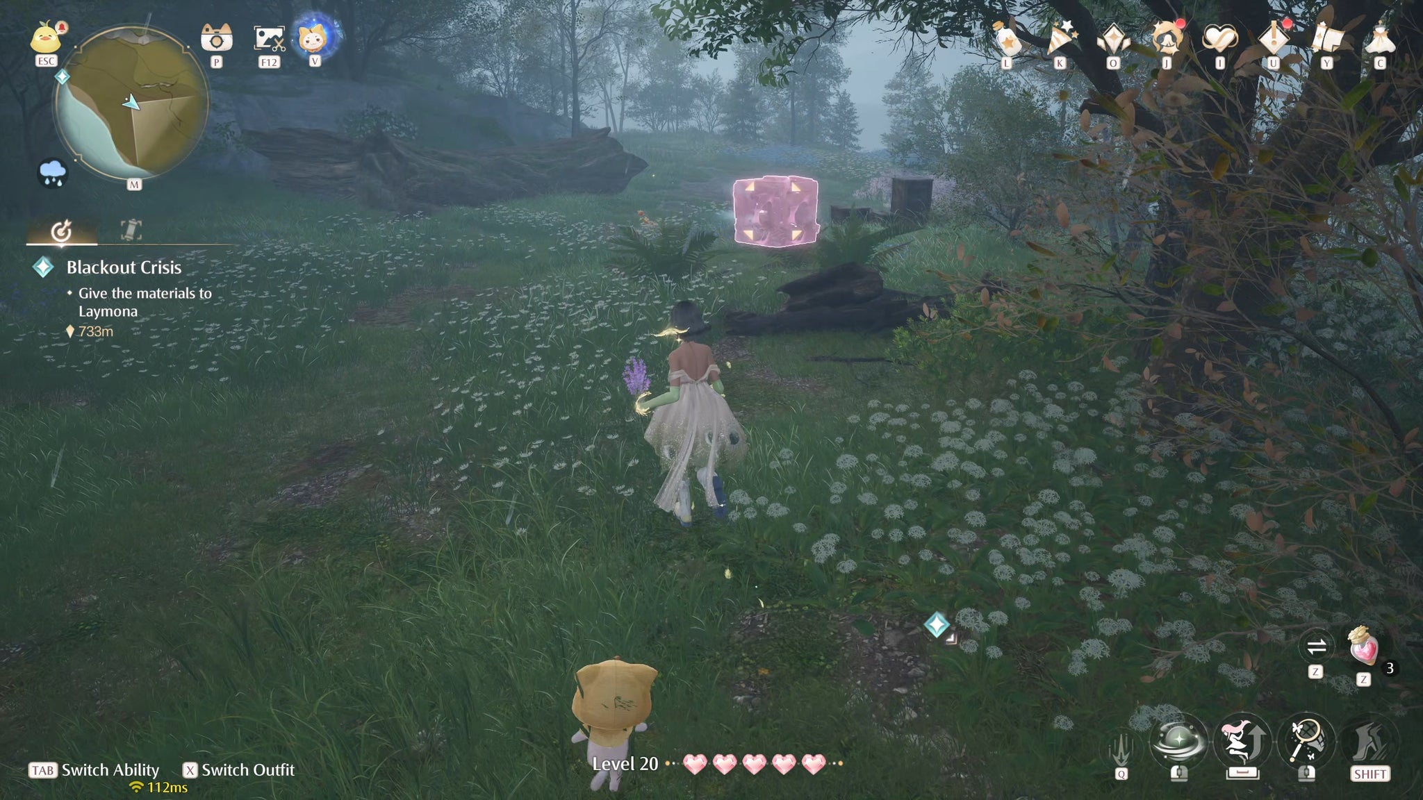 Nikki in the process of collecting a Florawish Whimstar in Infinity Nikki. - 16