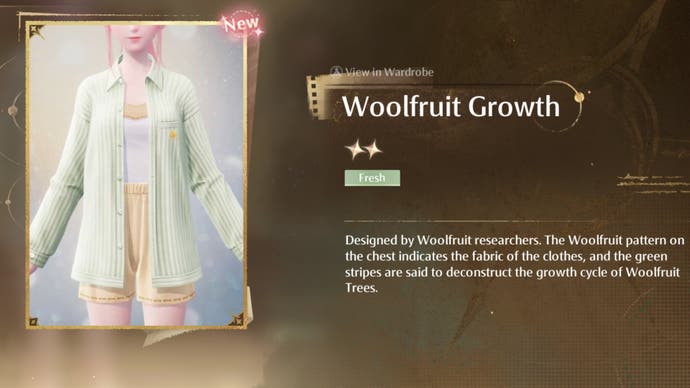 detailed menu of Infinity outerwear Nikki Woolfruit Growth