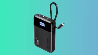 INIU 20,000mAh USB-C power bank on a gradient background