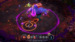 A Magma Miner takes on an anthropomorphic bull boss in Inkbound.
