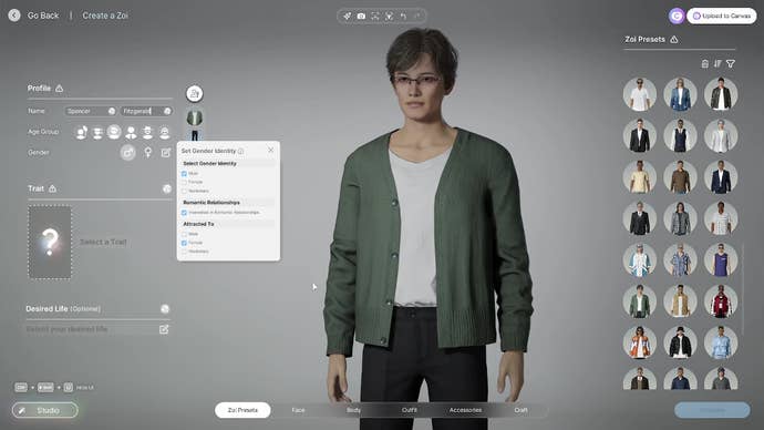 Create new gender adjustment options and attractions.