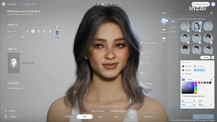 Inzoi’s character creator.