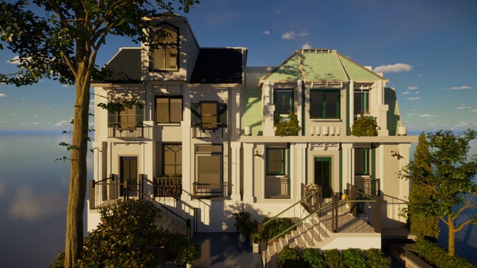 Dos casas adosadas de inspiración parisina creadas en Inzoi.