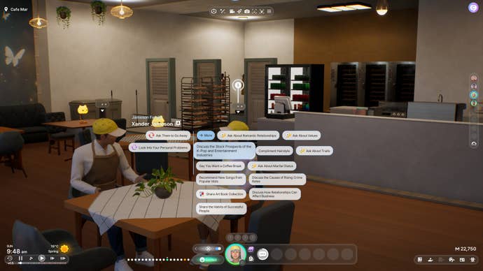 A conversation dialogue tree in inZoi.