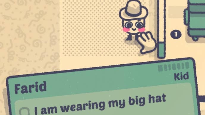 A child wearing a big hat to the cinema in Is This Seat Taken?