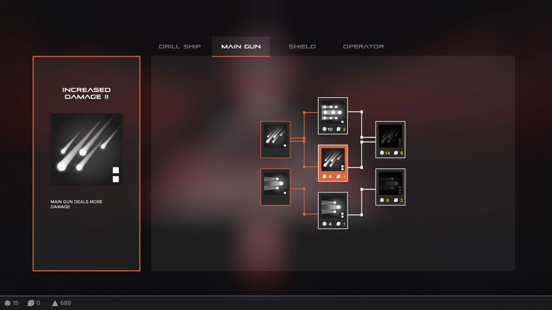 The upgrades screen in ITER-8 - 7