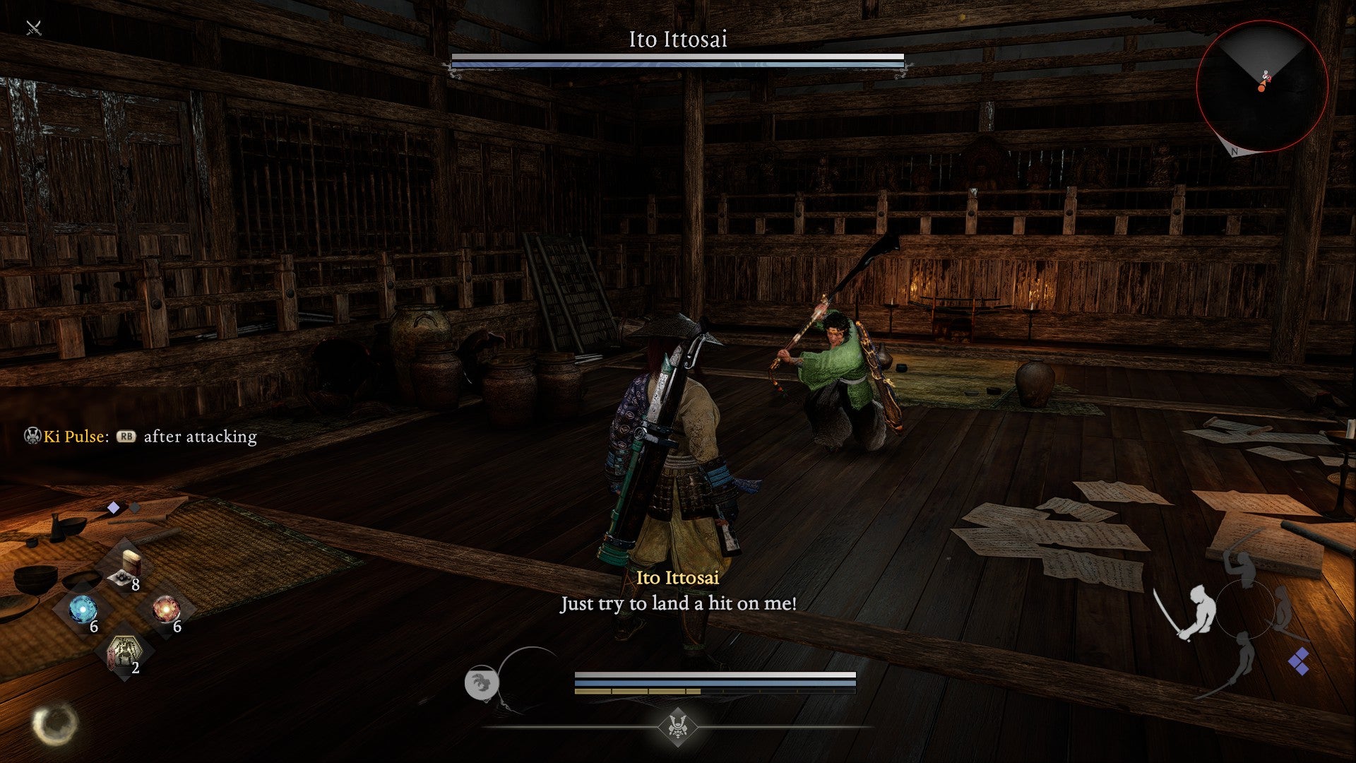 The Master named Ito Ittosai rushes towards the player in Nioh 3. - 14