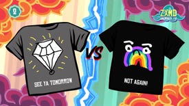 Two custom shirts face off in Jackbox Party Pack game Tee KO