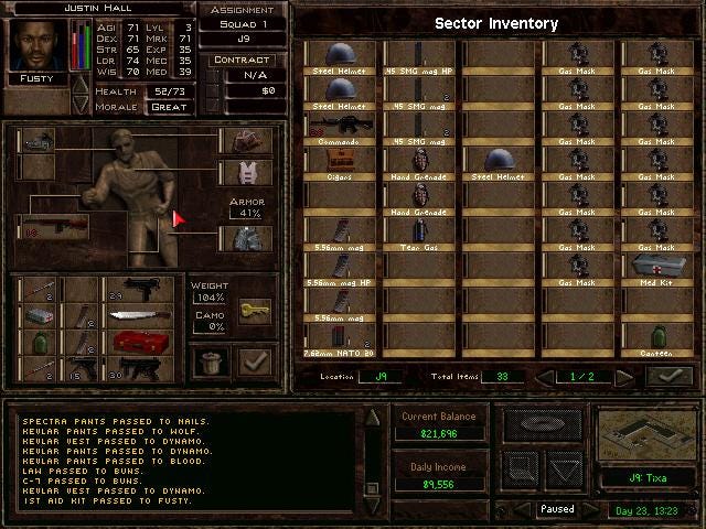 A complex sector inventory in Jagged Alliance 2