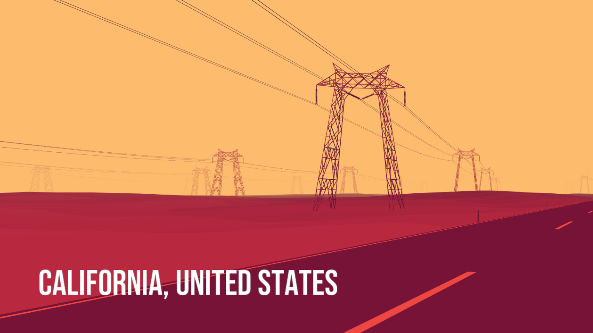 Electricity pylons by the roadside in a The Jean-Paul Software Screen Explosion screenshot.