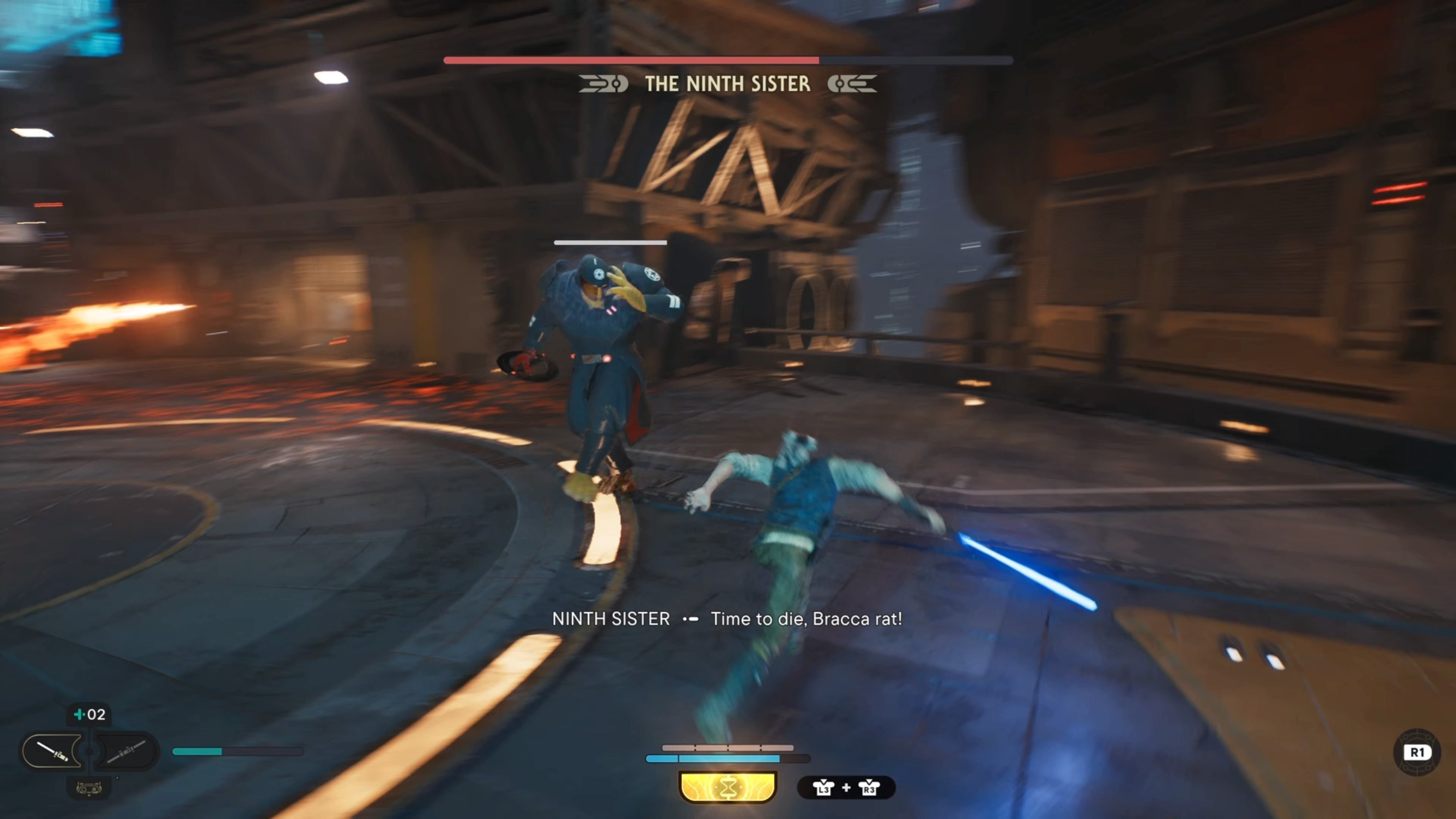 The Ninth Sister charging up a force pull.