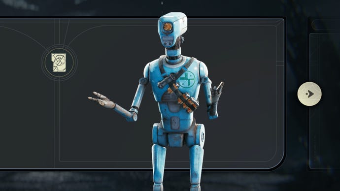 A picture of T-1N8 in the databank of Jedi: Survivor.