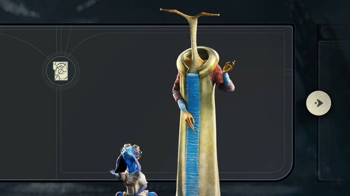 A picture of Tulli and Bhima in the databank of Jedi: Survivor.