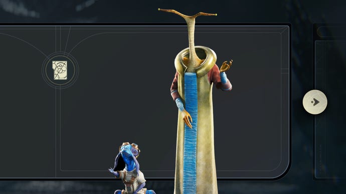 A picture of Tulli and Bhima in the databank of Jedi: Survivor.