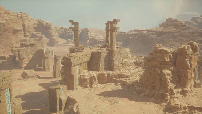 A view of the Wayfinder’s Tomb on Jedha in Jedi: Survivor.