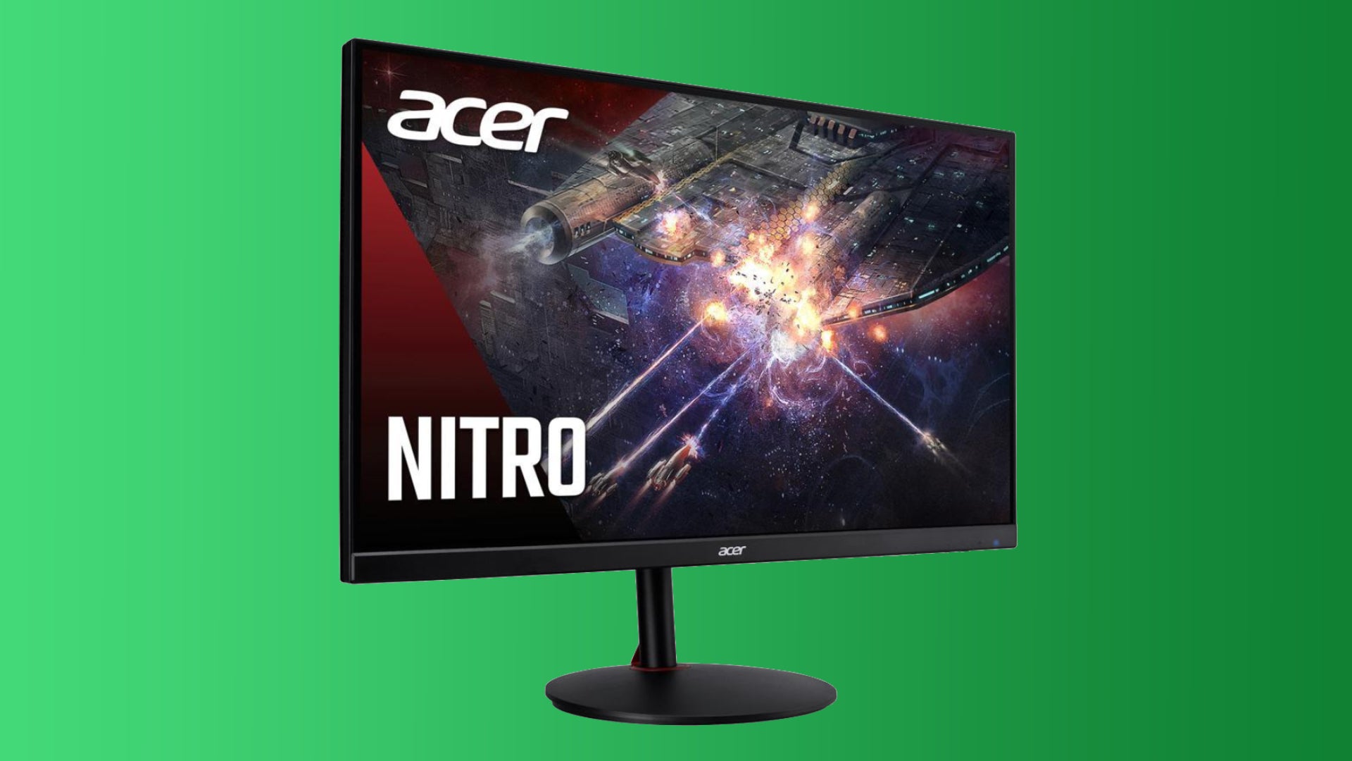 An Acer Nitro 31.5-inch monitor on a green background - 1