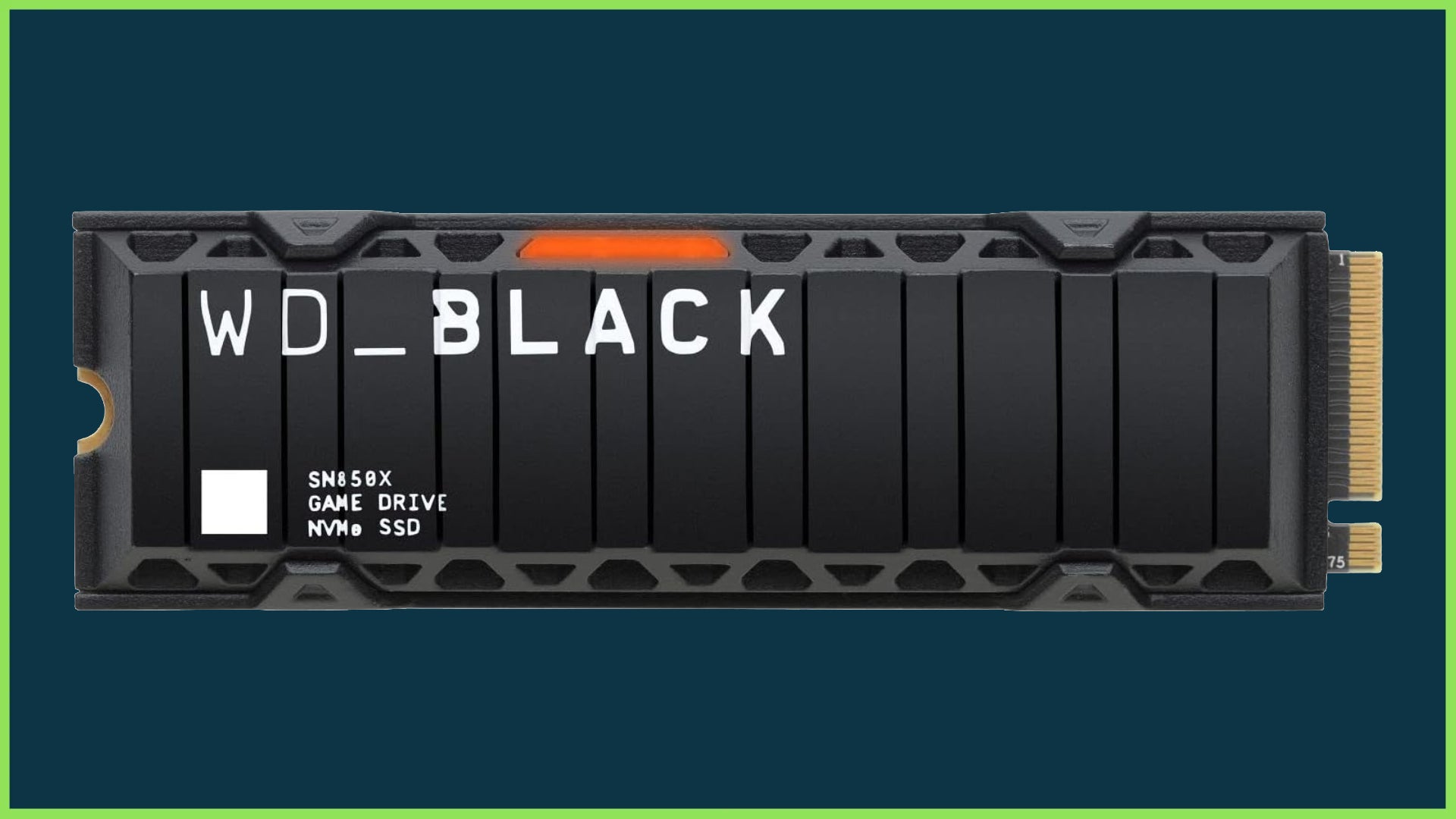 The WD_Black SN850x SSD with heatsink on a blue background