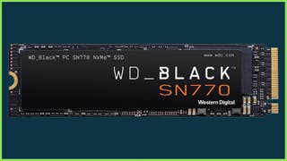The WD_Black SN770 SSD on a blue background