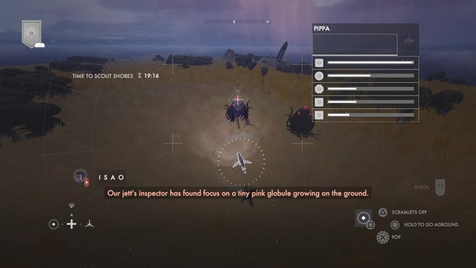 Surveying tiny pink globules in Jett: The Far Shore.