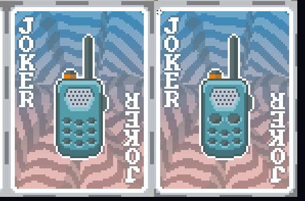 A side-by-side comparison screen for a mod that gives all the Joker cards in Balatro boobs, including Joker cards that feature inanimate objects, like the walkie talkie depicted here