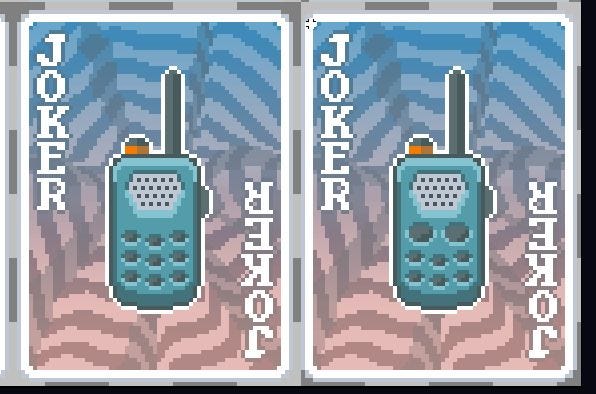 A side-by-side comparison screen for a mod that gives all the Joker cards in Balatro boobs, including Joker cards that feature inanimate objects, like the walkie talkie depicted here