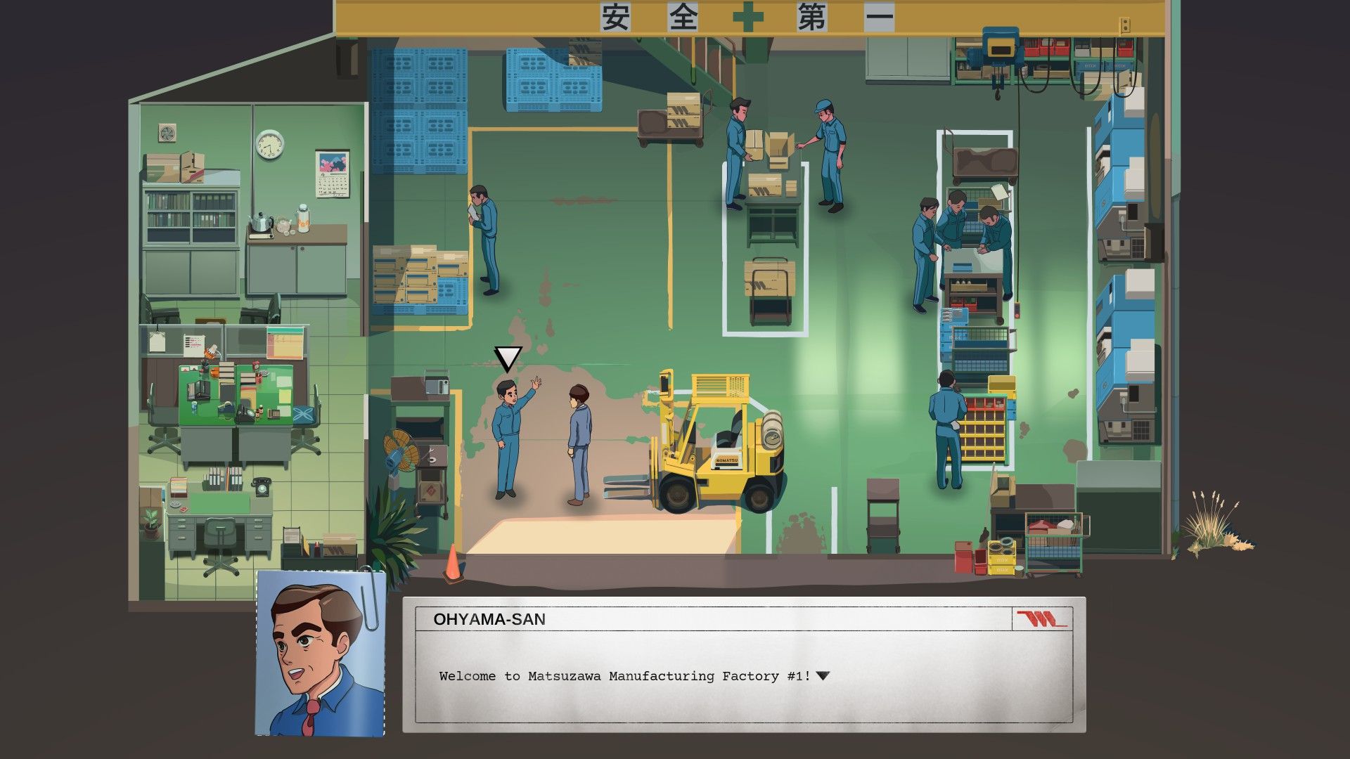 David is welcomed to his new workplace by a manager. - 1