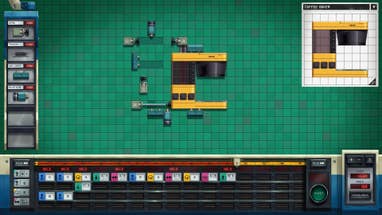 A coffee machine is put together on the workspace, but two of its pieces are misaligned.