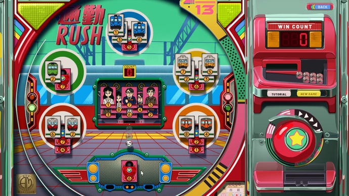 The colourful machinery of a pachinko machine.