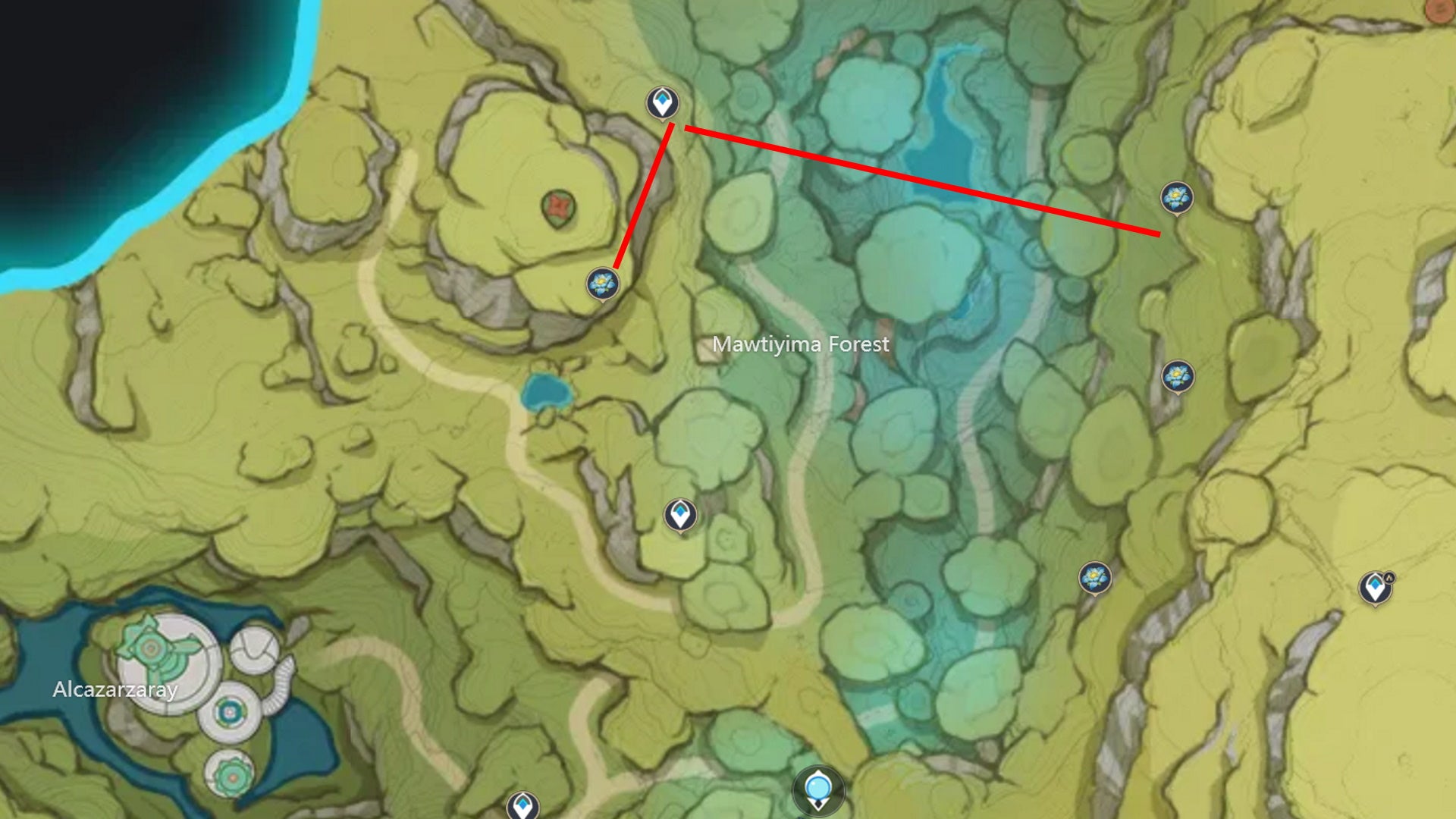 Kalpalata Lotus farming: A map showing routes to gather Kalpalata Lotus in Mawtiyima Forest