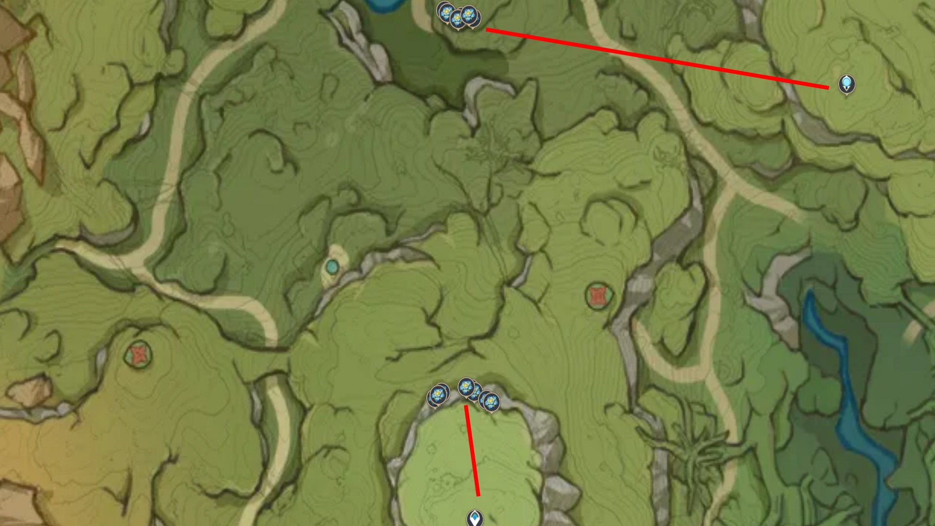 Kalpalata Lotus farming: A map showing routes to gather Kalpalata Lotus near Yasna Monument - 15