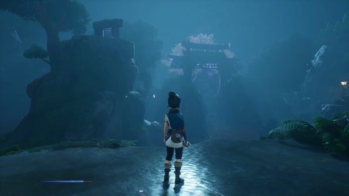 The path towards a Spirit Mail collectible in Kena: Bridge Of Spirits.