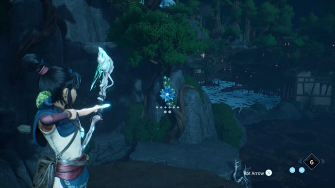 The path towards a Spirit Mail collectible in Kena: Bridge Of Spirits.