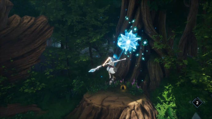 The path towards a Spirit Mail collectible in Kena: Bridge Of Spirits.