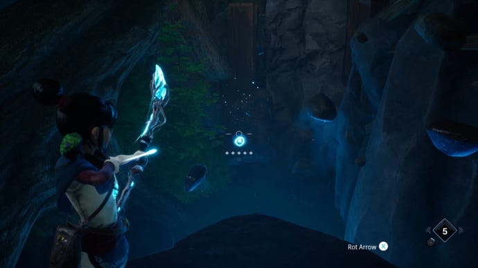 The path towards a Spirit Mail collectible in Kena: Bridge Of Spirits.