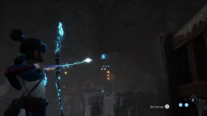 The path towards a Spirit Mail collectible in Kena: Bridge Of Spirits.