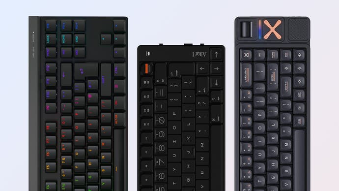 low profile keyboards header: electronic materials office altar 1, iqunix magi65 pro, logitech g515 lightspeed tkl