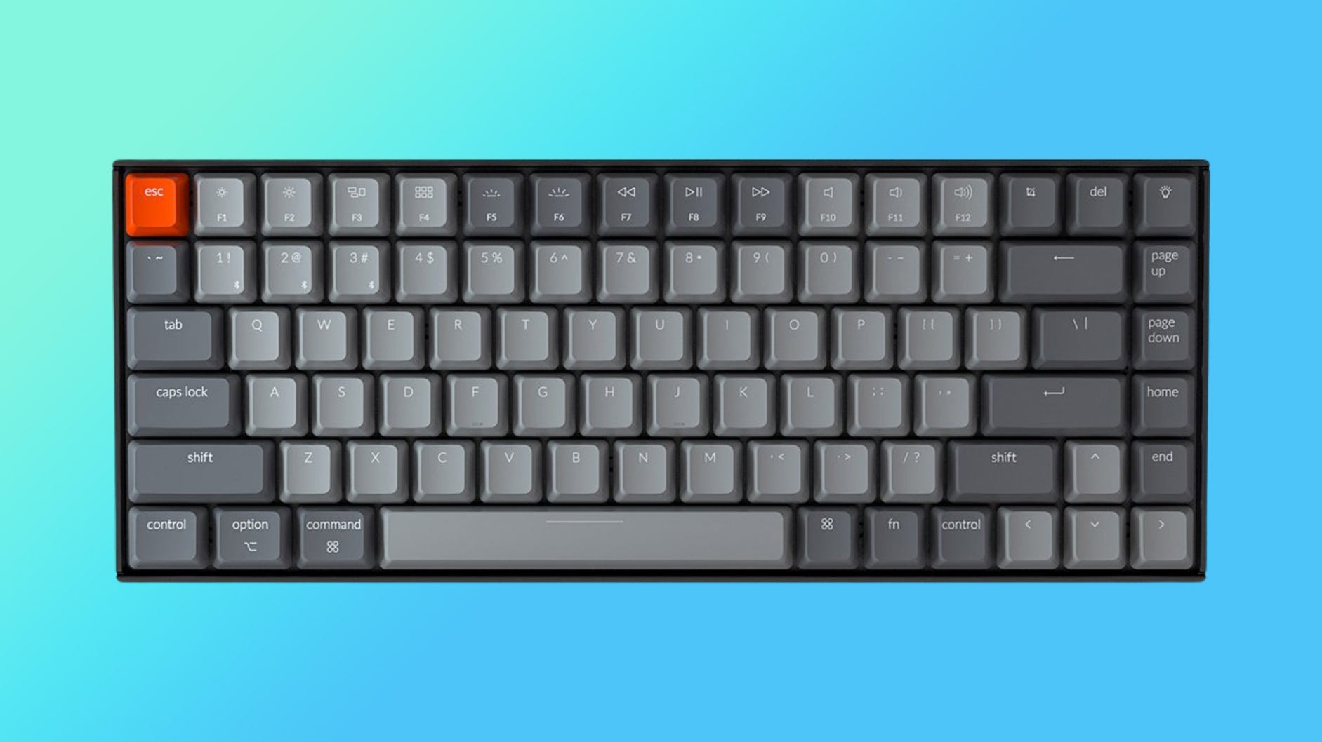 Keychron K2 keyboard on a gradient background