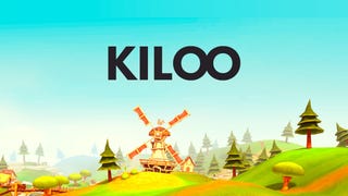 A cartoon windmill stands on hilly terrain beneath a blue sky. The logo for Kiloo floats above it