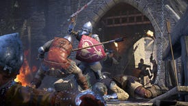 Two soldiers in armour fighting in Kingdom Come: Deliverance