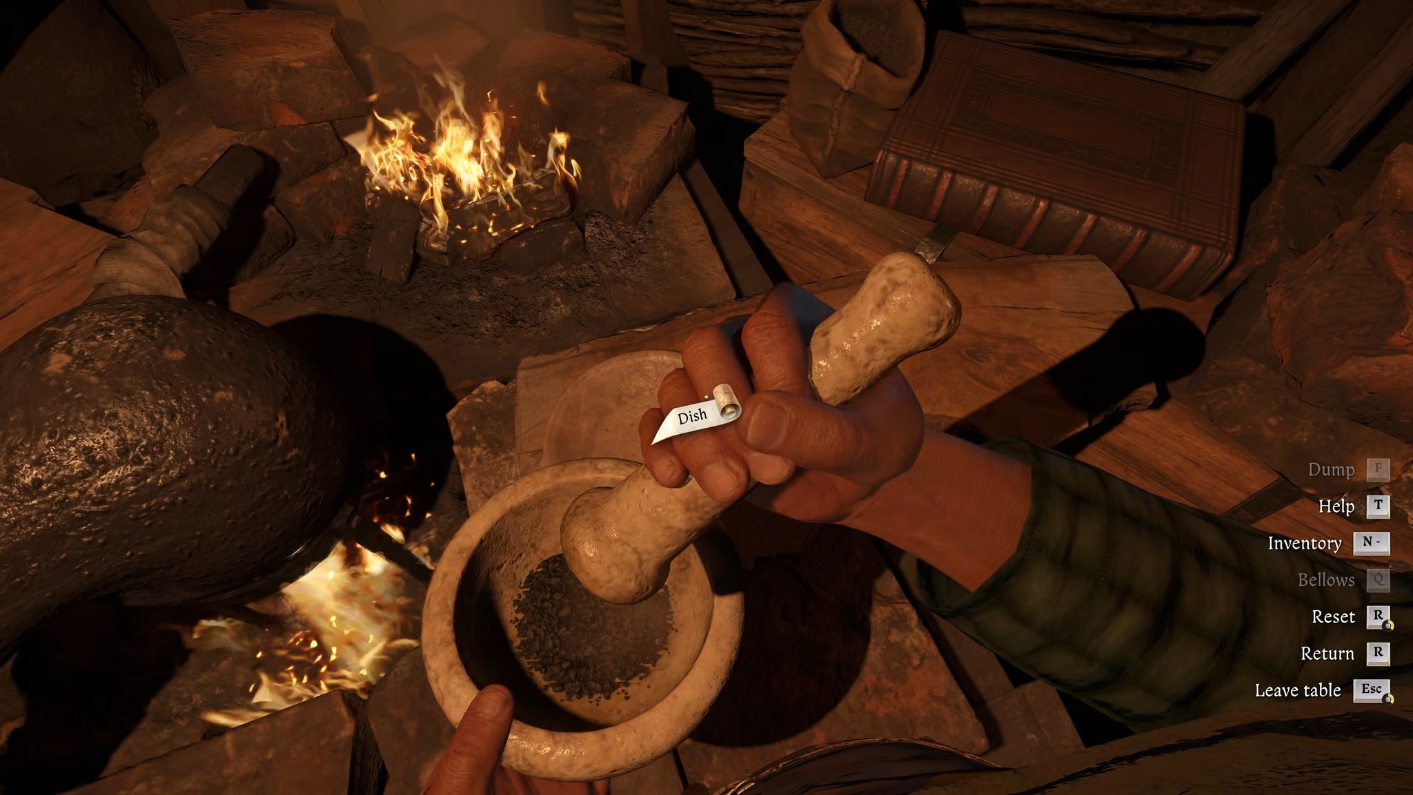 Henry uses a mortar and pestle at an Alchemy Bench in Kingdom Come: Deliverance 2. - 4