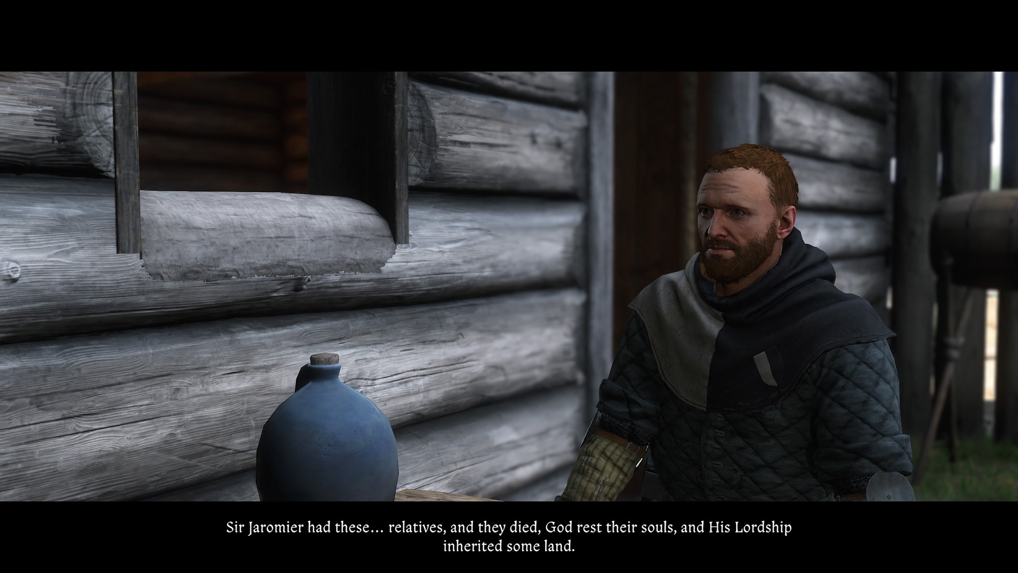 Michael grilling Henry on Lord von Bergow's plans during the Back in the Saddle quest in Kingdom Come Deliverance 2. - 4